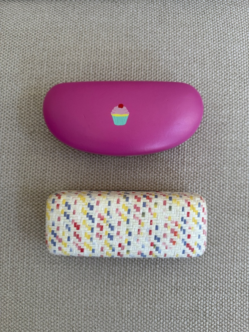Anthropologie Bright Pink Sunglasses Case with Cupcake Detail